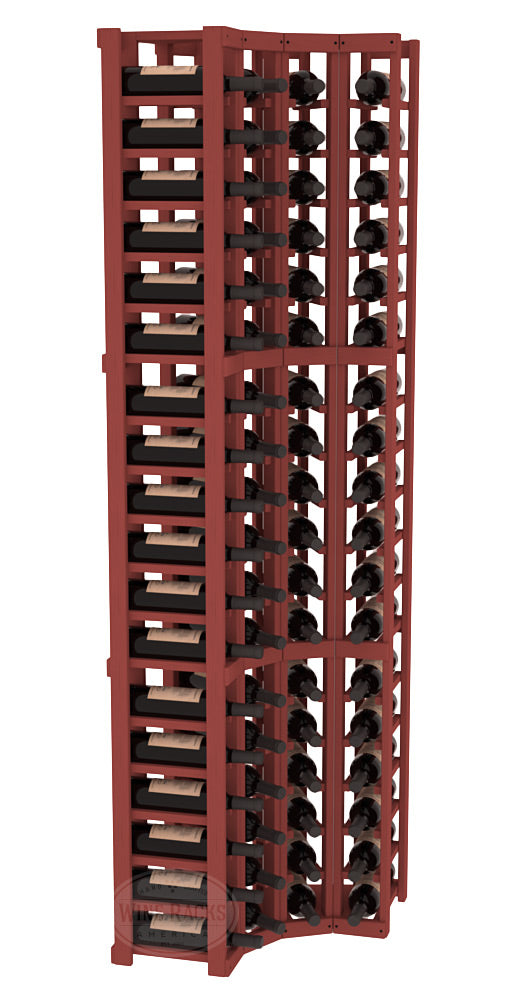 InstaCellar - 4 Column Corner Rack in Ponderosa Pine Cherry stained without WineSafe™ Satin Sealant