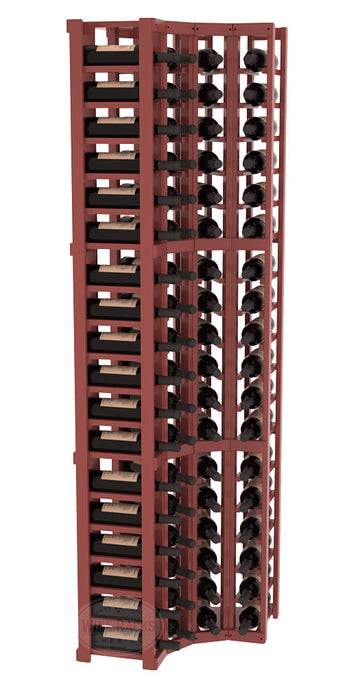 InstaCellar - 4 Column Corner Rack in Ponderosa Pine Cherry stained with WineSafe™ Satin Sealant