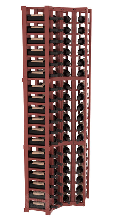 InstaCellar - 4 Column Corner Rack in Ponderosa Pine Cherry stained with WineSafe™ Satin Sealant