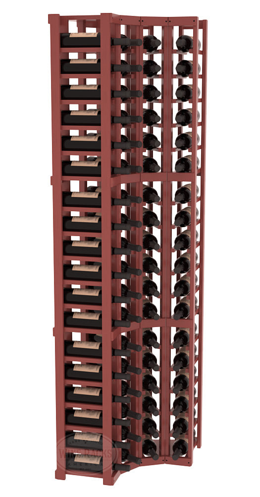 InstaCellar - 4 Column Corner Rack in Ponderosa Pine Cherry stained with WineSafe™ Satin Sealant