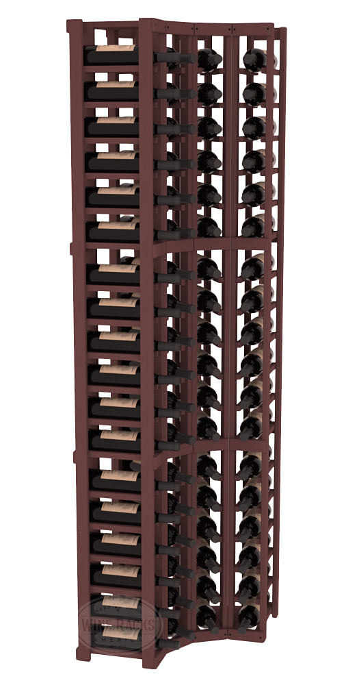 InstaCellar - 4 Column Corner Rack in Ponderosa Pine Walnut stained without WineSafe™ Satin Sealant