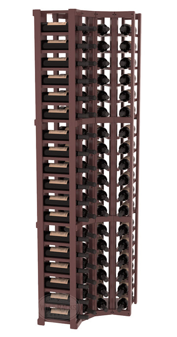 InstaCellar - 4 Column Corner Rack in Ponderosa Pine Walnut stained with WineSafe™ Satin Sealant