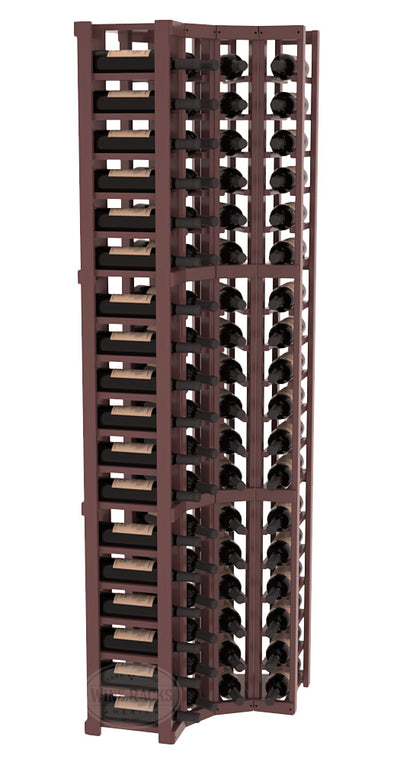 InstaCellar - 4 Column Corner Rack in Ponderosa Pine Walnut stained with WineSafe™ Satin Sealant