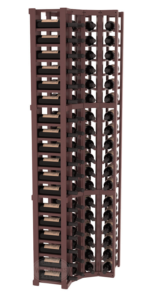 InstaCellar - 4 Column Corner Rack in Ponderosa Pine Walnut stained with WineSafe™ Satin Sealant