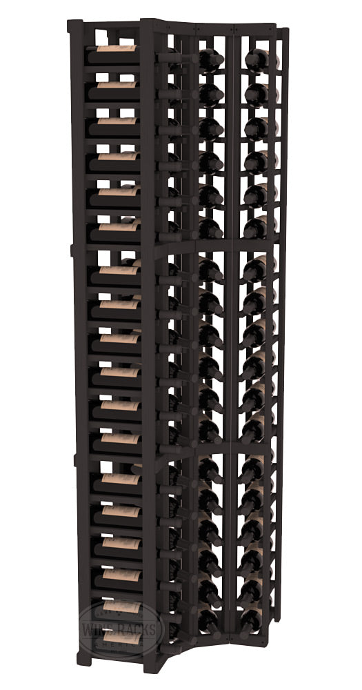 InstaCellar - 4 Column Corner Rack in Ponderosa Pine Black stained without WineSafe™ Satin Sealant