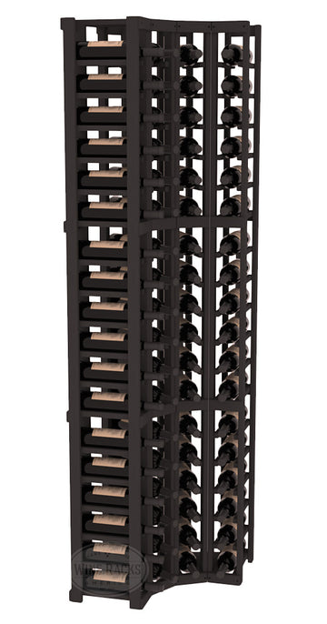 InstaCellar - 4 Column Corner Rack in Ponderosa Pine Black stained without WineSafe™ Satin Sealant