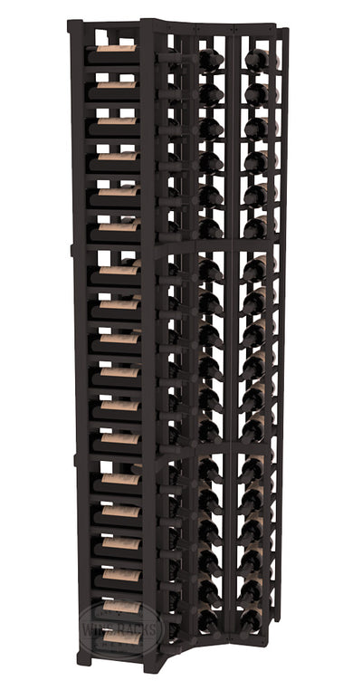 InstaCellar - 4 Column Corner Rack in Ponderosa Pine Black stained without WineSafe™ Satin Sealant