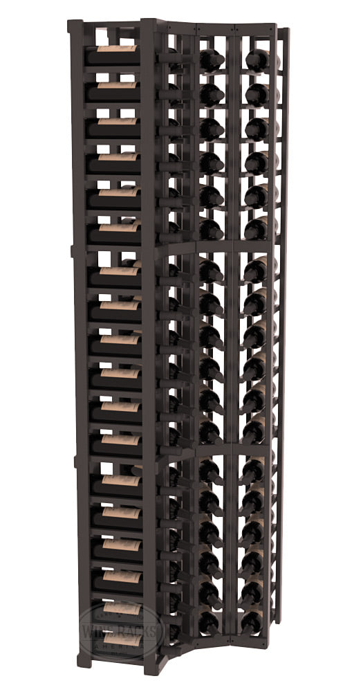 InstaCellar - 4 Column Corner Rack in Ponderosa Pine Black stained with WineSafe™ Satin Sealant
