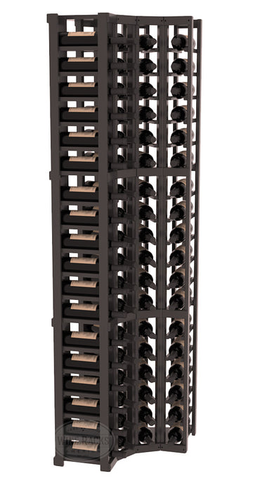 InstaCellar - 4 Column Corner Rack in Ponderosa Pine Black stained with WineSafe™ Satin Sealant