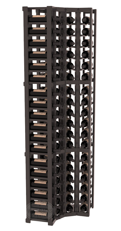 InstaCellar - 4 Column Corner Rack in Ponderosa Pine Black stained with WineSafe™ Satin Sealant