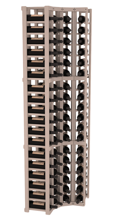 InstaCellar - 4 Column Corner Rack in Ponderosa Pine Greywash stained without WineSafe™ Satin Sealant