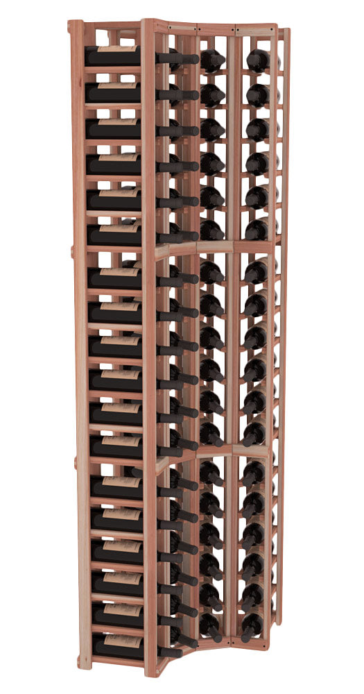 InstaCellar - 4 Column Corner Rack in Premium Redwood Unstained without WineSafe™ Satin Sealant