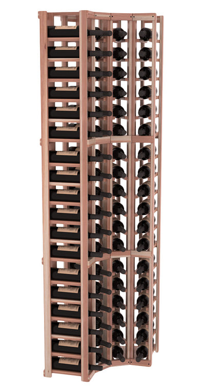 InstaCellar - 4 Column Corner Rack in Premium Redwood Unstained with WineSafe™ Satin Sealant