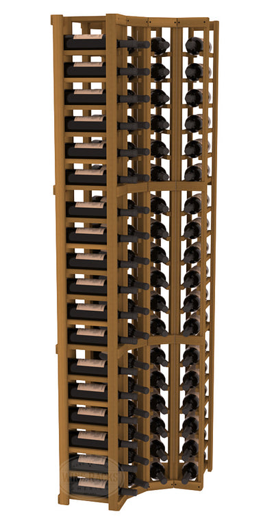 InstaCellar - 4 Column Corner Rack in Premium Redwood Oak stained without WineSafe™ Satin Sealant