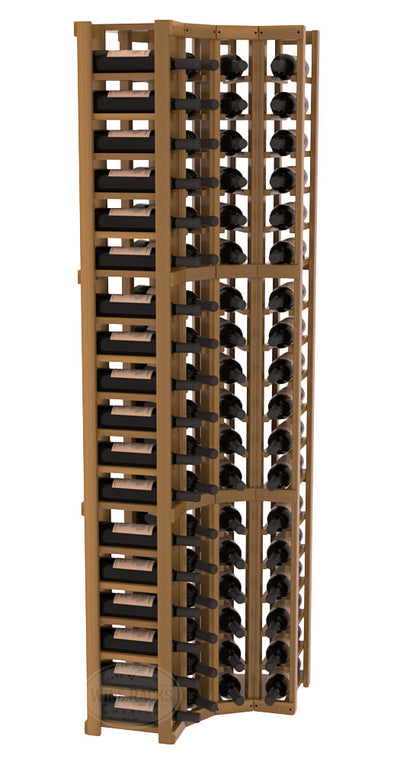 InstaCellar - 4 Column Corner Rack in Premium Redwood Oak stained with WineSafe™ Satin Sealant