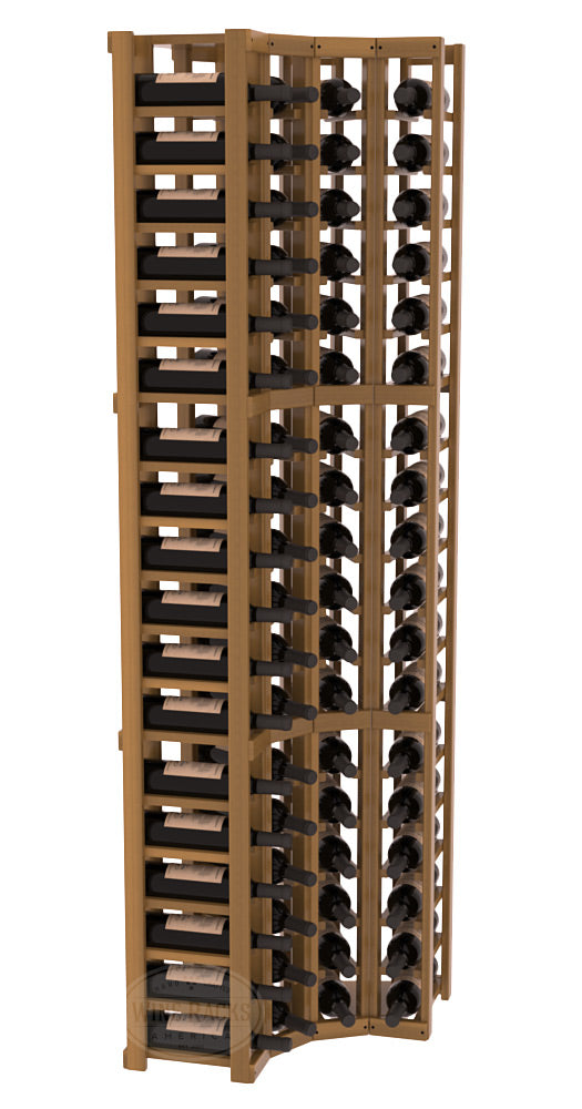 InstaCellar - 4 Column Corner Rack in Premium Redwood Oak stained with WineSafe™ Satin Sealant