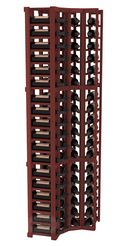 InstaCellar - 4 Column Corner Rack in Premium Redwood Cherry stained without WineSafe™ Satin Sealant
