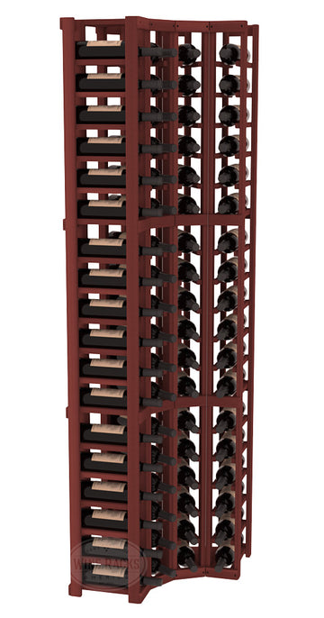 InstaCellar - 4 Column Corner Rack in Premium Redwood Cherry stained without WineSafe™ Satin Sealant
