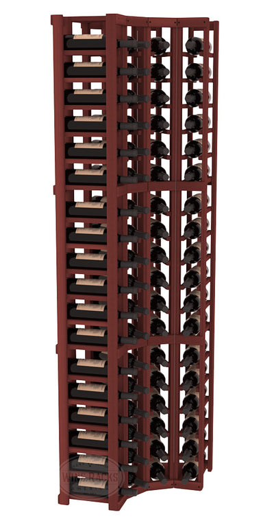InstaCellar - 4 Column Corner Rack in Premium Redwood Cherry stained without WineSafe™ Satin Sealant