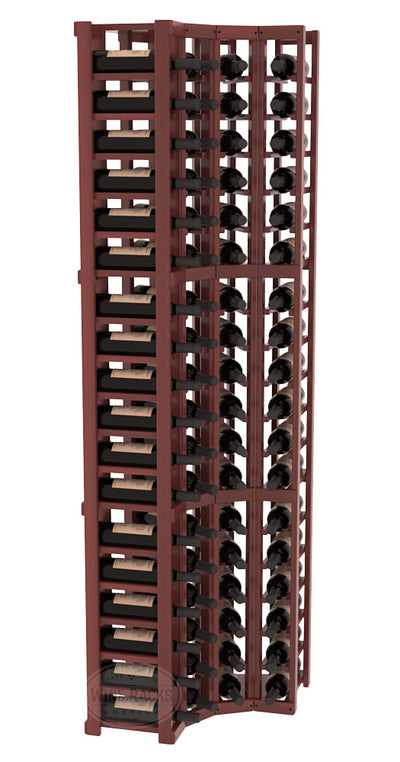 InstaCellar - 4 Column Corner Rack in Premium Redwood Cherry stained with WineSafe™ Satin Sealant