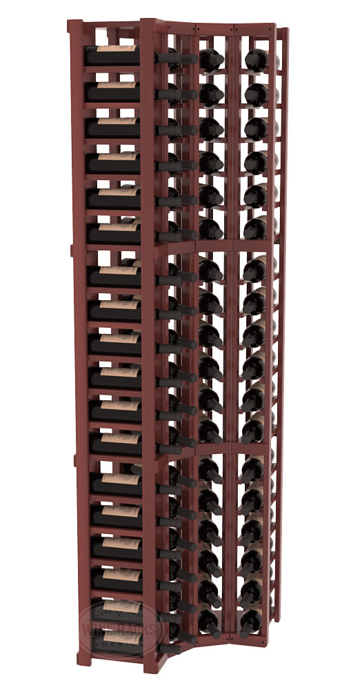 InstaCellar - 4 Column Corner Rack in Premium Redwood Cherry stained with WineSafe™ Satin Sealant