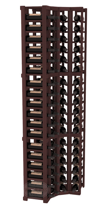 InstaCellar - 4 Column Corner Rack in Premium Redwood Walnut stained without WineSafe™ Satin Sealant