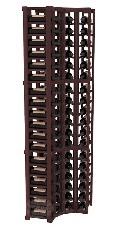 InstaCellar - 4 Column Corner Rack in Premium Redwood Walnut stained without WineSafe™ Satin Sealant