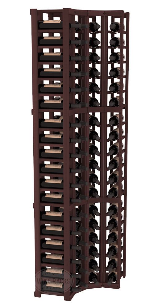 InstaCellar - 4 Column Corner Rack in Premium Redwood Walnut stained without WineSafe™ Satin Sealant