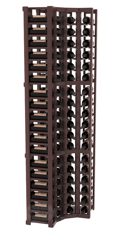 InstaCellar - 4 Column Corner Rack in Premium Redwood Walnut stained with WineSafe™ Satin Sealant