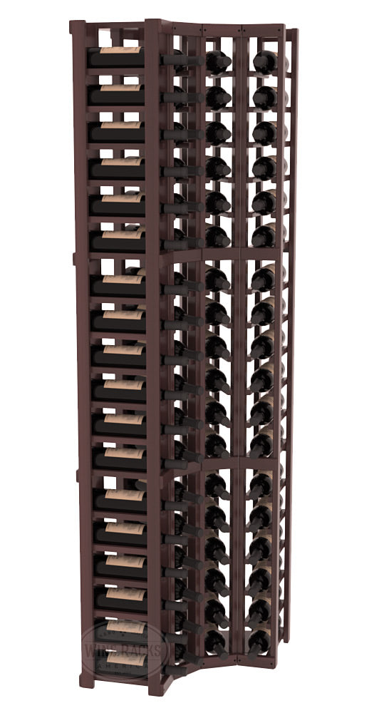 InstaCellar - 4 Column Corner Rack in Premium Redwood Walnut stained with WineSafe™ Satin Sealant
