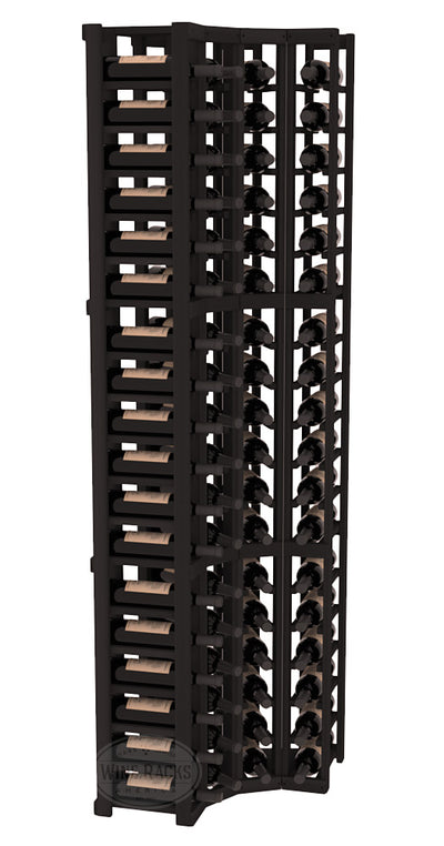 InstaCellar - 4 Column Corner Rack in Premium Redwood Black stained without WineSafe™ Satin Sealant