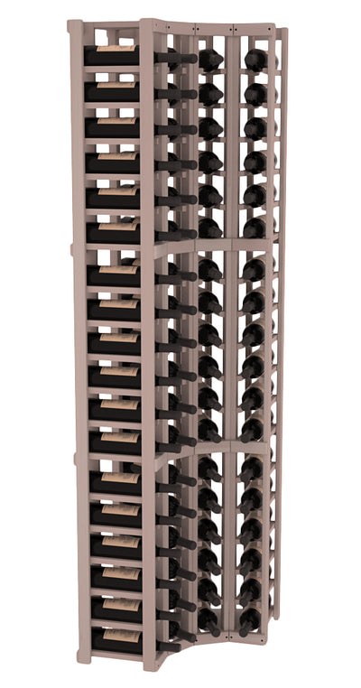 InstaCellar - 4 Column Corner Rack in Premium Redwood Greywash stained without WineSafe™ Satin Sealant