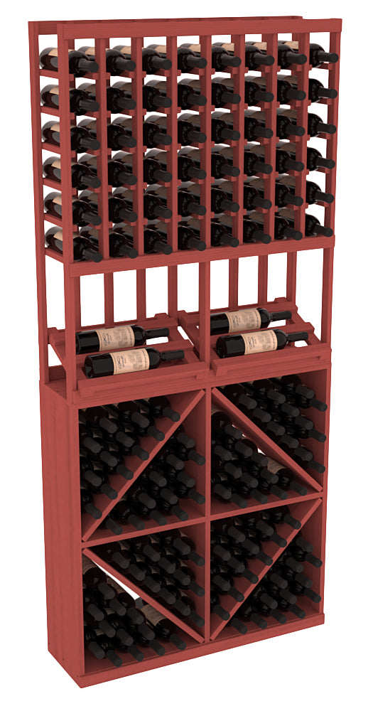 InstaCellar - 8 Column Side Display 96 Bin Combo in Ponderosa Pine Cherry stained without WineSafe™ Satin Sealant