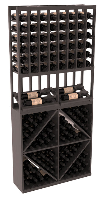 InstaCellar - 8 Column Side Display 96 Bin Combo in Ponderosa Pine Black stained with WineSafe™ Satin Sealant