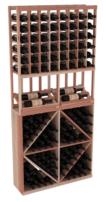InstaCellar - 8 Column Side Display 96 Bin Combo in Premium Redwood Unstained without WineSafe™ Satin Sealant