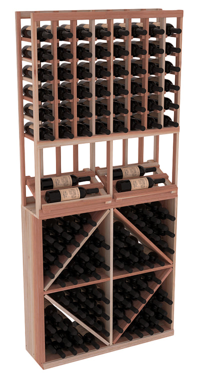 InstaCellar - 8 Column Side Display 96 Bin Combo in Premium Redwood Unstained without WineSafe™ Satin Sealant
