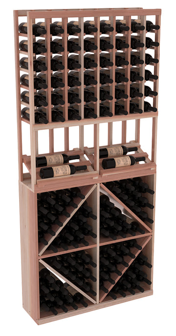 InstaCellar - 8 Column Side Display 96 Bin Combo in Premium Redwood Unstained with WineSafe™ Satin Sealant
