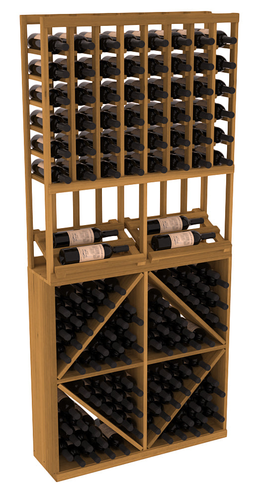 InstaCellar - 8 Column Side Display 96 Bin Combo in Premium Redwood Oak stained without WineSafe™ Satin Sealant