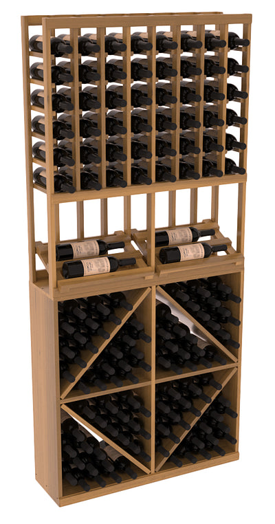 InstaCellar - 8 Column Side Display 96 Bin Combo in Premium Redwood Oak stained with WineSafe™ Satin Sealant