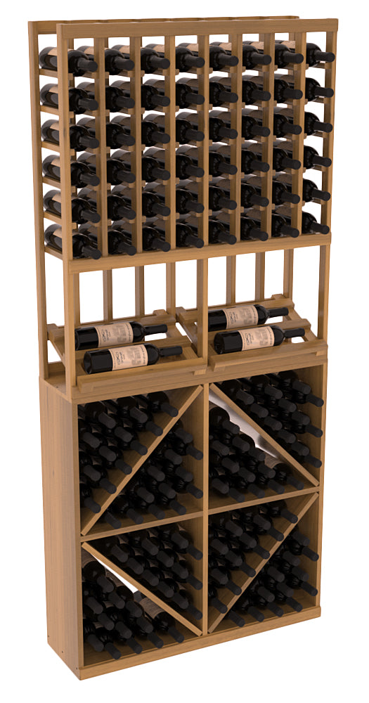 InstaCellar - 8 Column Side Display 96 Bin Combo in Premium Redwood Oak stained with WineSafe™ Satin Sealant