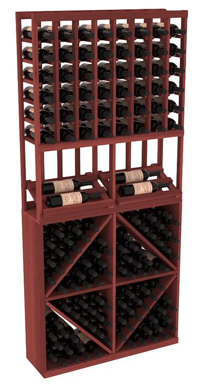 InstaCellar - 8 Column Side Display 96 Bin Combo in Premium Redwood Cherry stained without WineSafe™ Satin Sealant