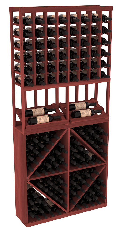 InstaCellar - 8 Column Side Display 96 Bin Combo in Premium Redwood Cherry stained without WineSafe™ Satin Sealant