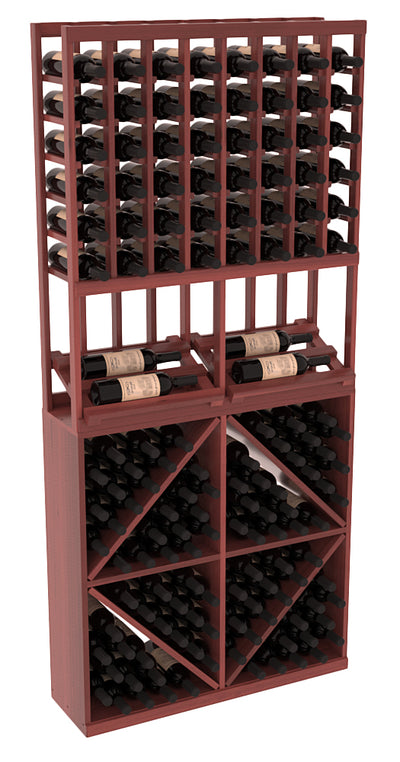 InstaCellar - 8 Column Side Display 96 Bin Combo in Premium Redwood Cherry stained with WineSafe™ Satin Sealant