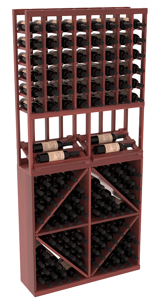 InstaCellar - 8 Column Side Display 96 Bin Combo in Premium Redwood Cherry stained with WineSafe™ Satin Sealant
