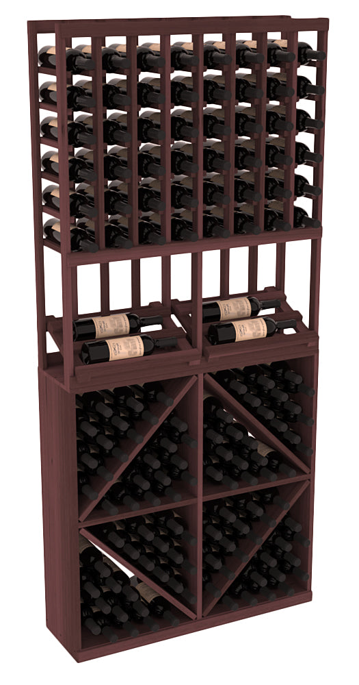 InstaCellar - 8 Column Side Display 96 Bin Combo in Premium Redwood Walnut stained without WineSafe™ Satin Sealant
