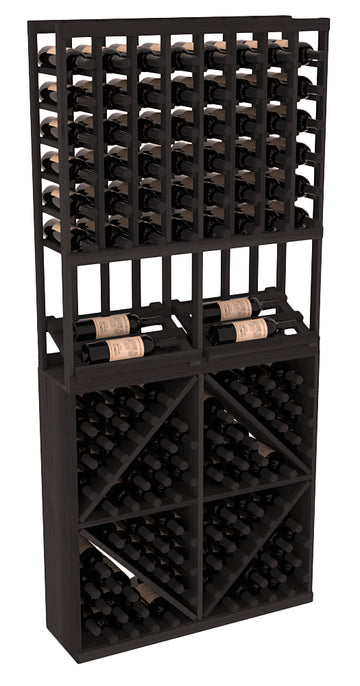 InstaCellar - 8 Column Side Display 96 Bin Combo in Premium Redwood Black stained without WineSafe™ Satin Sealant