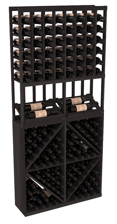 InstaCellar - 8 Column Side Display 96 Bin Combo in Premium Redwood Black stained without WineSafe™ Satin Sealant