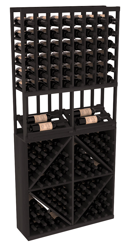 InstaCellar - 8 Column Side Display 96 Bin Combo in Premium Redwood Black stained without WineSafe™ Satin Sealant