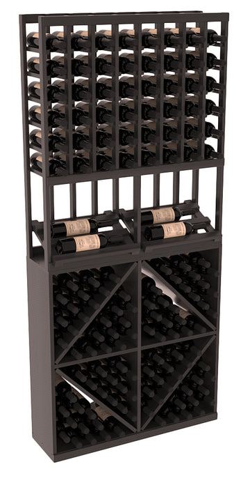 InstaCellar - 8 Column Side Display 96 Bin Combo in Premium Redwood Black stained with WineSafe™ Satin Sealant