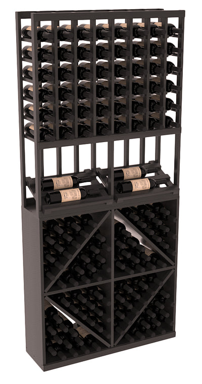InstaCellar - 8 Column Side Display 96 Bin Combo in Premium Redwood Black stained with WineSafe™ Satin Sealant